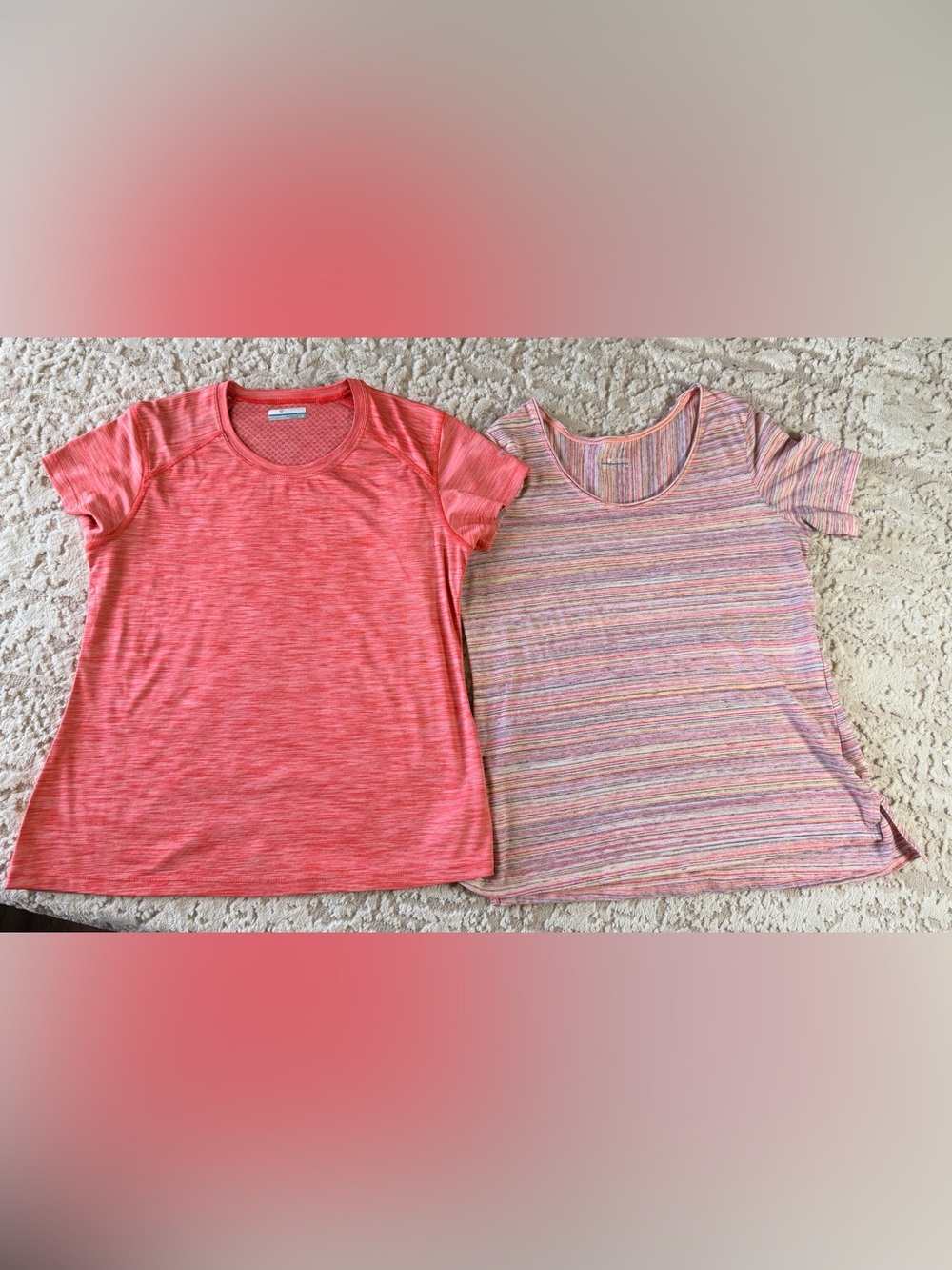Columbia Short-Sleeve Tee Duo - Coral & Pastel Multi-Stripe